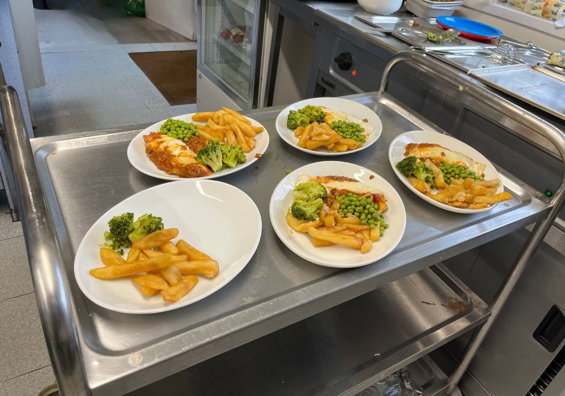 Meals in the kitchen ready to be packaged for transport